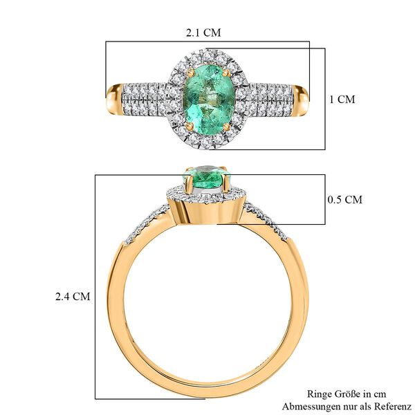 AA Kolumbianischer Smaragd, Wei&szlig;er Diamant Ring, 585 Gold (Gr&ouml;&szlig;e 17.00) ca. 0.99 ct image number 7