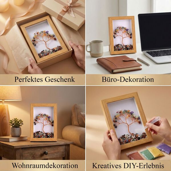 "Gemstone deco frame Material:Gemstone Size:12*17cm Color:Multicolor" image number 2