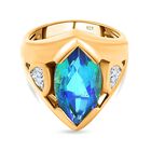 Pfau Quarz Triplette, Weißer Topas Ring, 925 Silber Gelbgold Vermeil (Größe 17.00) ca. 7.38 ct