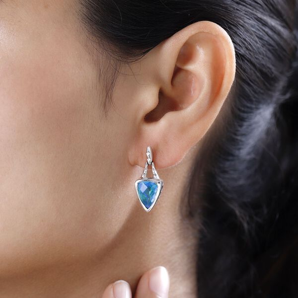 Paraiba Pfau Triplett Quarz Ohrringe - 5,84 ct. image number 2