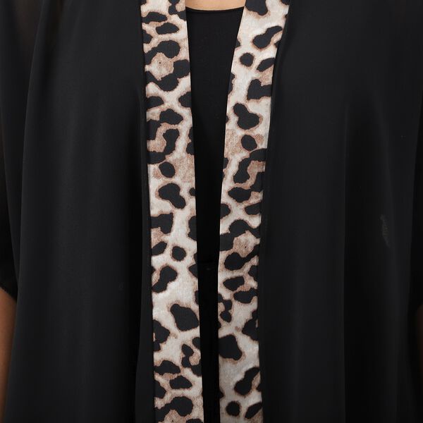 Kimono aus Chiffon mit Leoparden-Bordüre, Einheitsgröße, Schwarz  image number 4