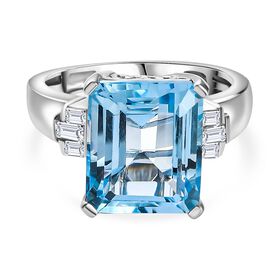 Himmelblauer Topas und Zirkon Ring - 7,97 ct.