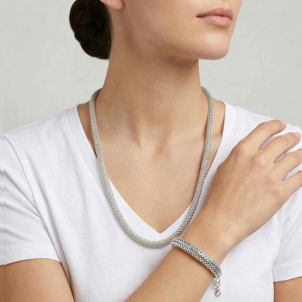 D'Joy 925 Silber 50cm Halskette und 19cm Armband image number 2