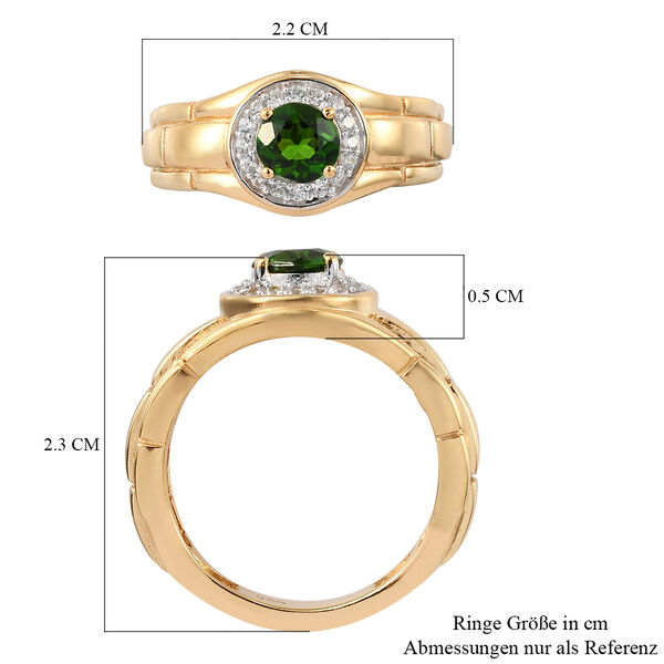Nat&uuml;rlicher Chromdiopsid und Zirkon Ring 925 Silber vergoldet  ca. 0,91 ct image number 7