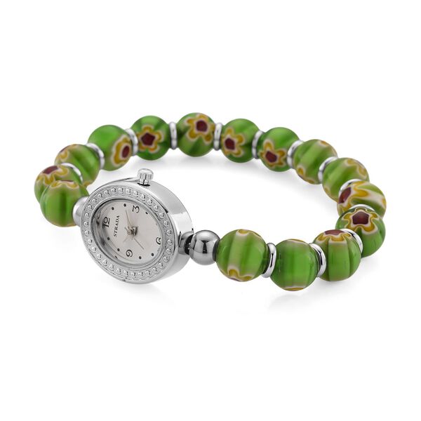 STRADA flexible grüne Armbanduhr im Murano-Stil, Japanisches Uhrwerk image number 3