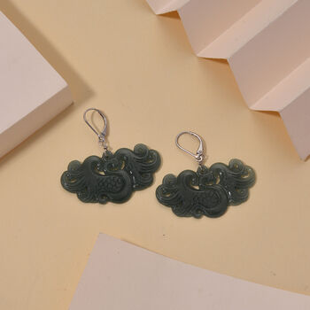 D'Joy Nat&uuml;rlicher Olmek Jadeit Ohrringe 925 Silber Rhodiniert ca. 40.00 ct