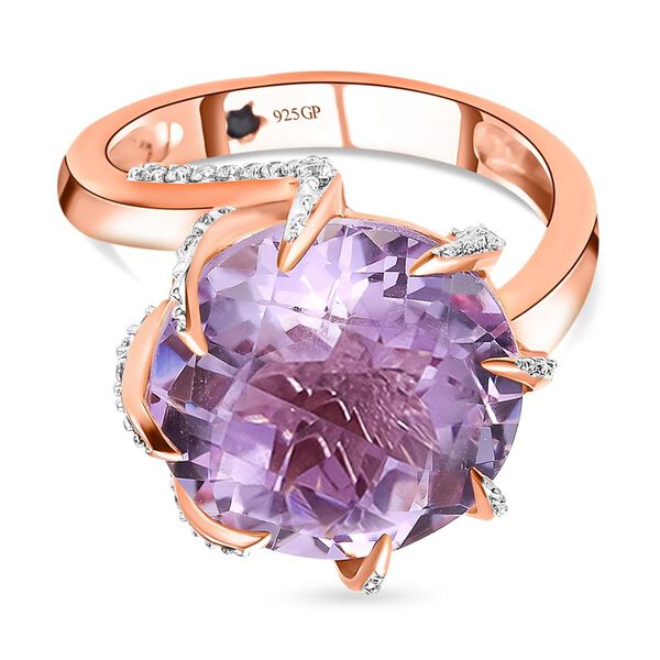 GP Art D&eacute;co Kollektion - Rose De France Amethyst, Zirkon und Kanchanaburi blauer Saphir-Ring in Silber
