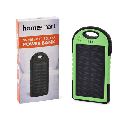 Homesmart - Solar-Powerbank mit LED-Licht, 4000?mAh, 14,3 x 7,5?cm, Gr&uuml;n