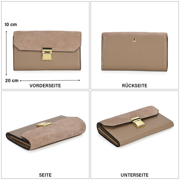 100% Echtleder Clutch mit RFID Schutz, Beige image number 4