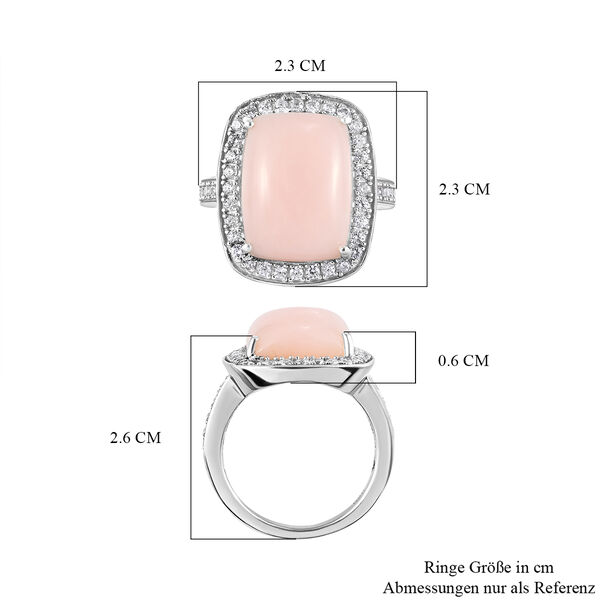 Rosa Opal und wei&szlig;er Zirkon-Ring, 925 Silber platiniert  ca. 9,08 ct image number 7