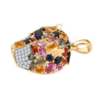 D'Joy Mehrfarbig Saphir, Moissanit Anh&auml;nger 925 Silber 750 Gelbgold Vermeil ca. 9.15 ct