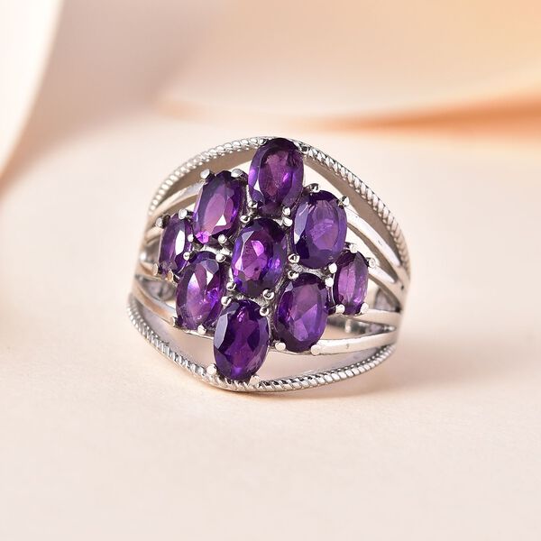 Afrikanischer Amethyst Ring, 316L Edelstahl (Gr&ouml;&szlig;e 19.00) ca. 3.59 ct image number 2