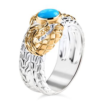 Royal Bali Kollektion- Amerikanischer nat&uuml;rlicher Sleeping Beauty T&uuml;rkis Drachen Ring - 0,83 ct.