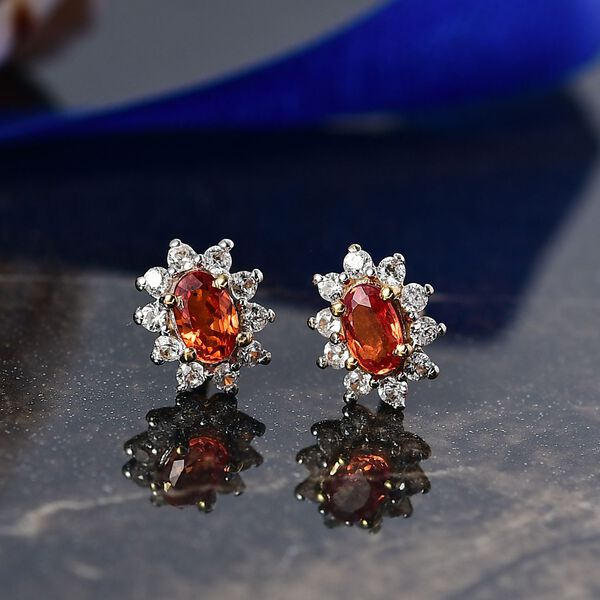AA Orange Saphir und Zirkon Ohrringe - 1,11 ct. image number 2