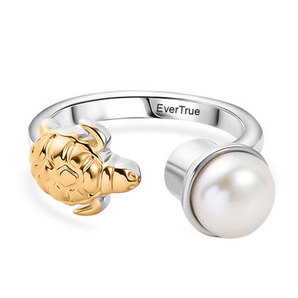 EVER TRUE S&uuml;&szlig;wasser Perle (7.5-8 mm) Ring Nickelfreies Messing Zweifarbige Beschichtung (Gr&ouml;&szlig;e 18.00)