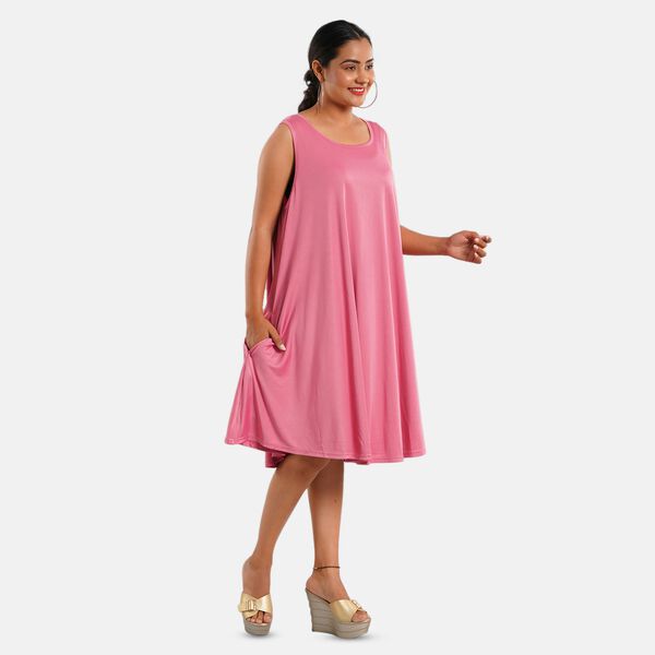 Knielanges Sommerkleid mit Seitentaschen, Einheitsgr&ouml;&szlig;e Rosa image number 3