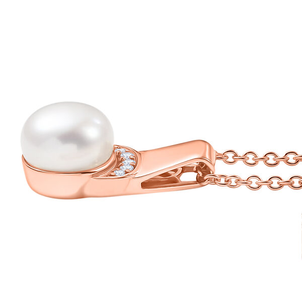 EverTrue S&uuml;&szlig;wasser Perle und Zirkon Anh&auml;nger mit 50cm Kette in Ros&eacute;goldton image number 4