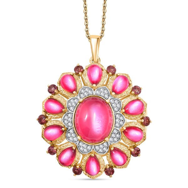 D'Joy Maulbeer Mondstein Schmuckset ca. 45 cm 925 Silber 750 Gelbgold Vermeil ca. 13,18 ct.