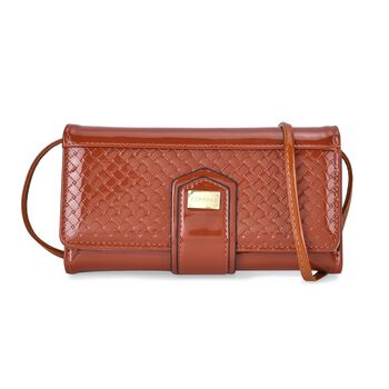 PASSAGE - Gepr&auml;gte PU-Leder Crossbody Geldb&ouml;rse, Gr&ouml;&szlig;e: 18,5 x 3,5 x 9,5 cm, Orange