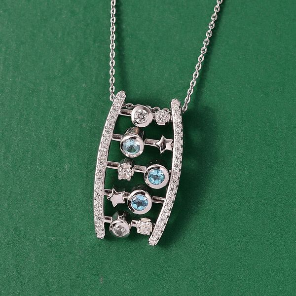 GP Celestial Kollektion- Schweizer Blautopas, Zirkon und blauer Saphir Anhänger mit 50cm Kette - 1,45 ct. image number 2