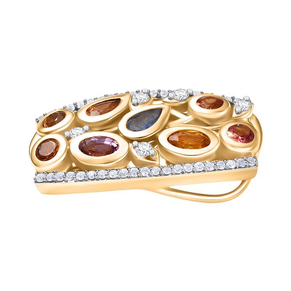 D'Joy AA Mehrfarbig Saphir, Wei&szlig;er Zirkon Anh&auml;nger 925 Silber 750 Gelbgold Vermeil ca. 2.15 ct image number 4