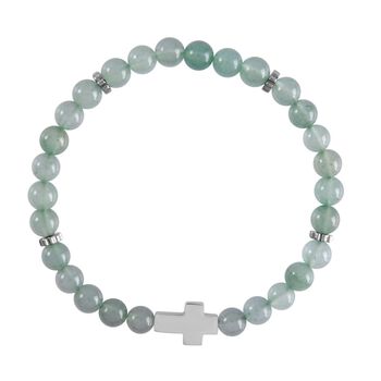 Gr&uuml;nes Aventurin Armband, ca. 19 cm, reiner Edelstahl ca. 65.00 ct