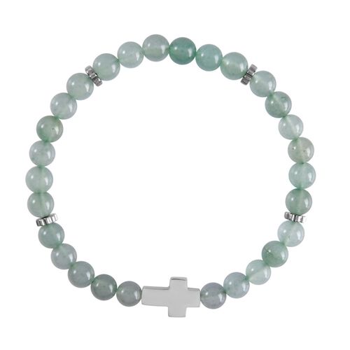 Grünes Aventurin Armband, ca. 19 cm, reiner Edelstahl ca. 65.00 ct image number 0