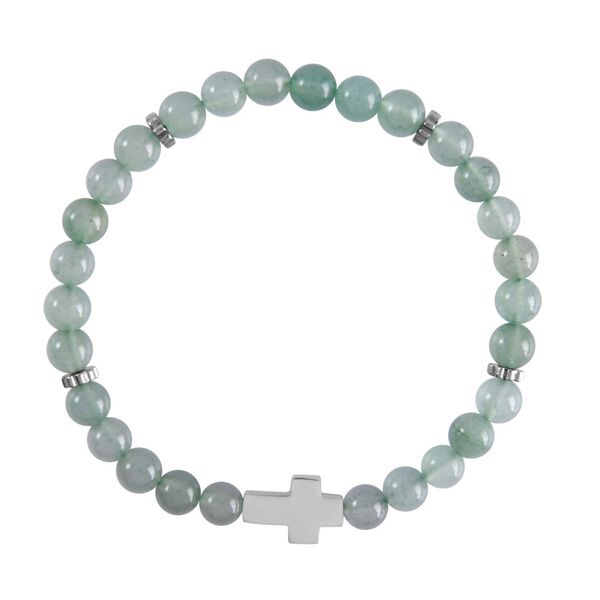 Gr&uuml;nes Aventurin Armband, ca. 19 cm, reiner Edelstahl ca. 65.00 ct