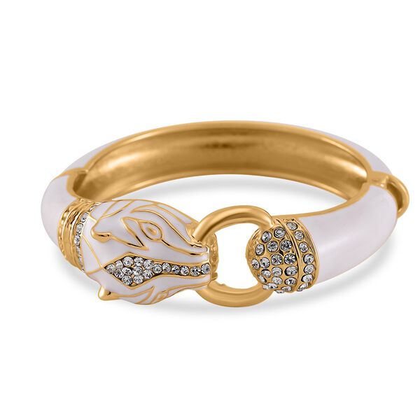 Weißer Kristall Armreif ca. 18.5 cm emailliert image number 0