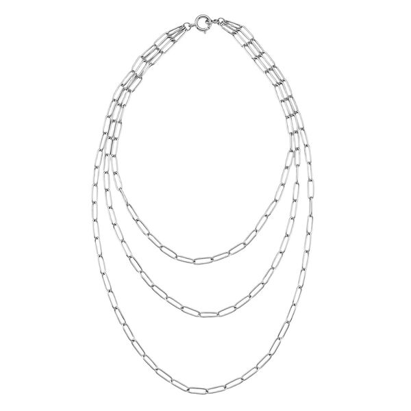 Mehrsträngige Büroklammer 43cm Halskette in Silberton image number 4