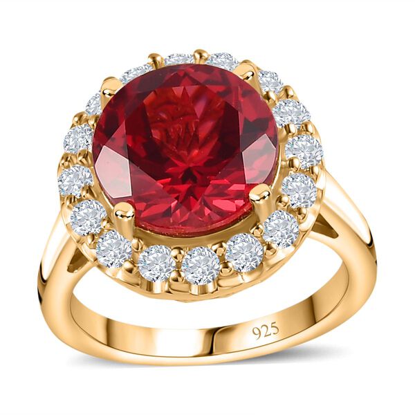 Synthetischer Padparadscha-Saphir und Zirkon Ring, ca. 7,76 ct image number 4
