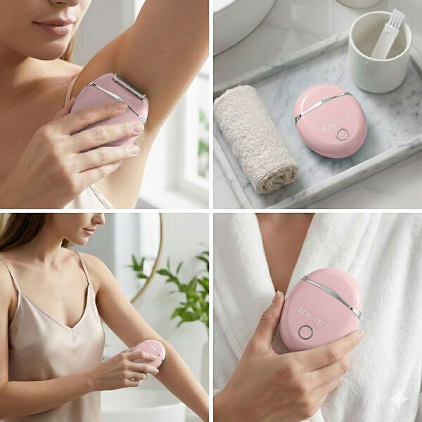 BEAUTECH 3 in 1 Shaver mit 316L Edelstahl Klinge, Aufladbar, 500 mAh, Rosa image number 3