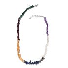 Mehrfarbig Edelsteine Halskette 50 cm Lange 925 Silber rhodiniert ca. 125,10 ct