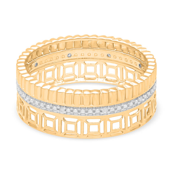 Weißer Diamant P Ring 925 Silber Gelbgold Vermeil (Größe 18.00) image number 4