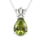 Peridot und Zirkon Anhänger mit Kette 50 cm 925 Silber platiniert ca. 1,57 ct image number 0