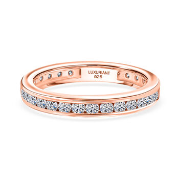 LUXURIANT SGL zertifizierter VS-EF Labor Diamant Ring, 925 Silber 750 Ros&eacute;gold Vermeil - 0,99 ct.