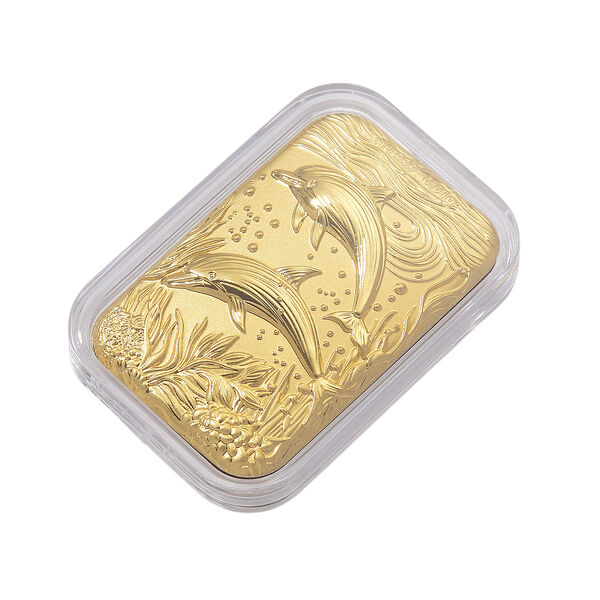EXKLUSIVES GESCHENK 999er Goldbarren mit Delphin-Motiv, 10mg image number 3