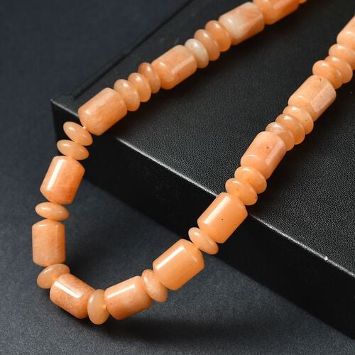 Rotes Aventurin Halskette ca. 45 cm Edelstahl ca. 250,00 ct. image number 1