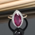 Rubin Afrikanisch und Diamant Halo Ring 925 Silber Platin-Überzug image number 2