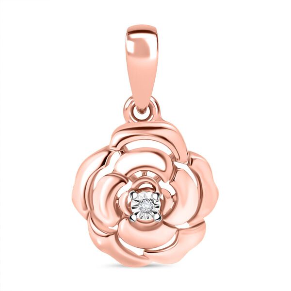 Wei&szlig;er Diamant Anh&auml;nger 925 Silber 750 ros&eacute;vergoldet