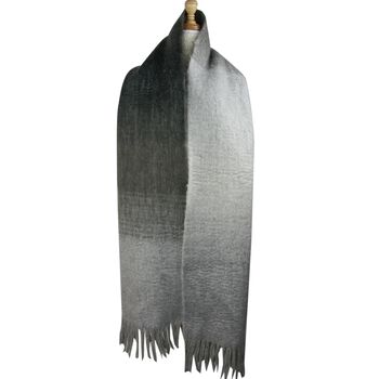 Schal mit Quasten, Karo Muster, Gr&ouml;&szlig;e 40x20 cm, Grau