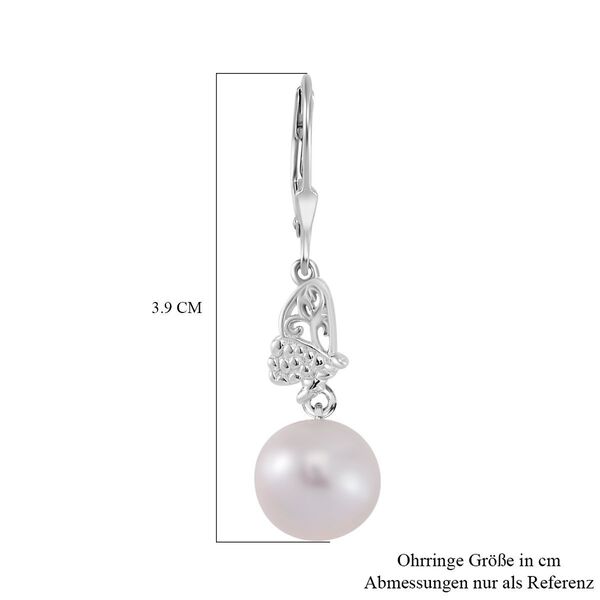9-10mm weiße Edison Perlen-Ohrringe image number 6