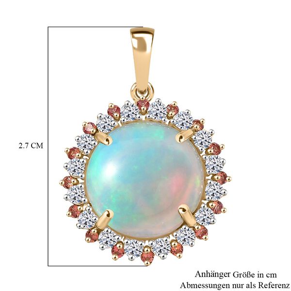 AAA Natürlicher, äthiopischer Welo Opal, Padparadscha Saphir, Lab Grown Diamant Anhänger 585 Gold ca. 6.75 ct image number 6