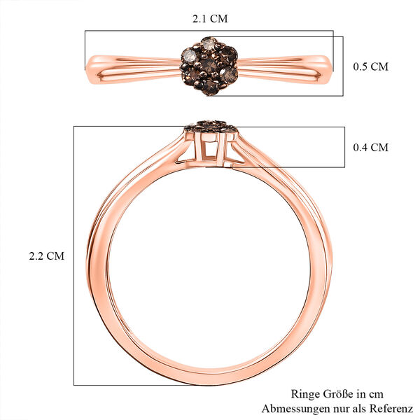 D'Joy Nat&uuml;rlicher Champagner Diamant Ring 925 Silber 750 Ros&eacute;gold Vermeil (Gr&ouml;&szlig;e 19.00) ca. 0.10 ct image number 7