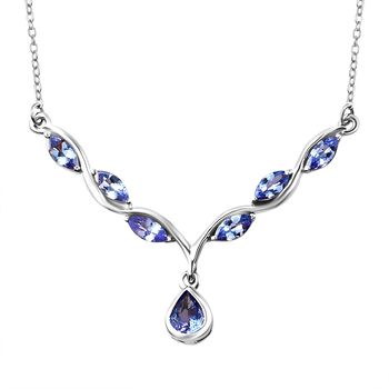 Tansanit Collier, ca. 45 cm, 925 Silber platiniert ca. 1.17 ct