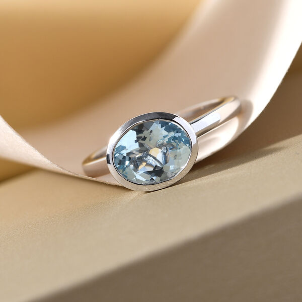 AAA Espirito Santo Aquamarin-Ring, 585 Wei&szlig;gold  ca. 1,73 ct image number 2