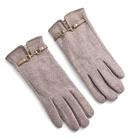 Kaschmir-Handschuhe mit Touchscreen-Funktion, Karomuster, Onesize, Braun