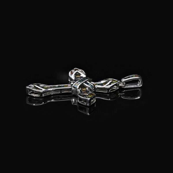 Blauer Diamant P, Gelber Diamant Anh&auml;nger 925 Silber platiniert ca. 0,50 ct. image number 6