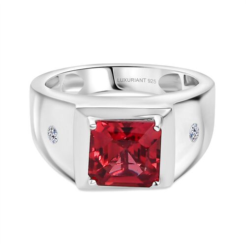 Synthetischer Padparadscha-Saphir, Lab Grown Diamant Ring 925 Silber rhodiniert (Größe 20.00) ca. 3,27 ct image number 0
