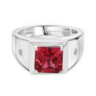 Synthetischer Padparadscha-Saphir, Lab Grown Diamant Ring 925 Silber rhodiniert (Größe 20.00) ca. 3,27 ct